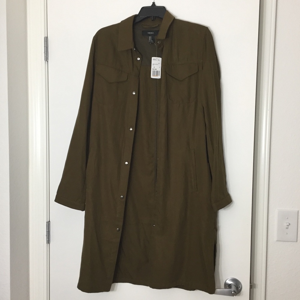 Forever 21 olive green longline utility jacket